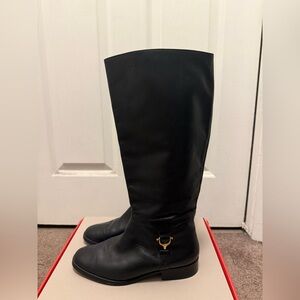 Etienne Aigner Black Leather Derby Riding Boots Size 8M